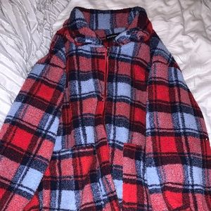 PRETTY LITTLE THING PLAID TEDDY COAT